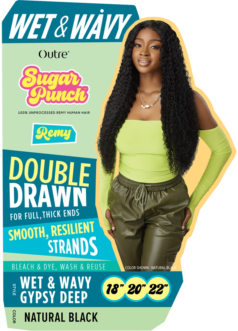Outre Sugar Punch Wet & Wavy 100% Unprocessed Remy Human Hair Weaves - WET & WAVY GYPSY DEEP