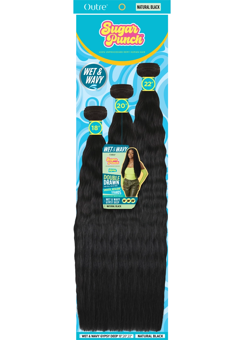 Outre Sugar Punch Wet & Wavy 100% Unprocessed Remy Human Hair Weaves - WET & WAVY GYPSY DEEP